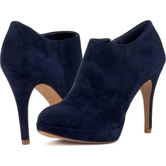 Vince Camuto Women's Inkwell Leather Closed Pointed Toe High Heel Elvin Bootie - Picture 7 of 8